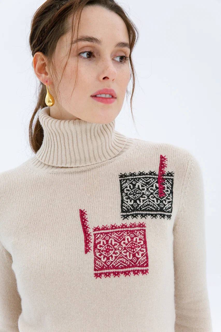 Beige turtleneck