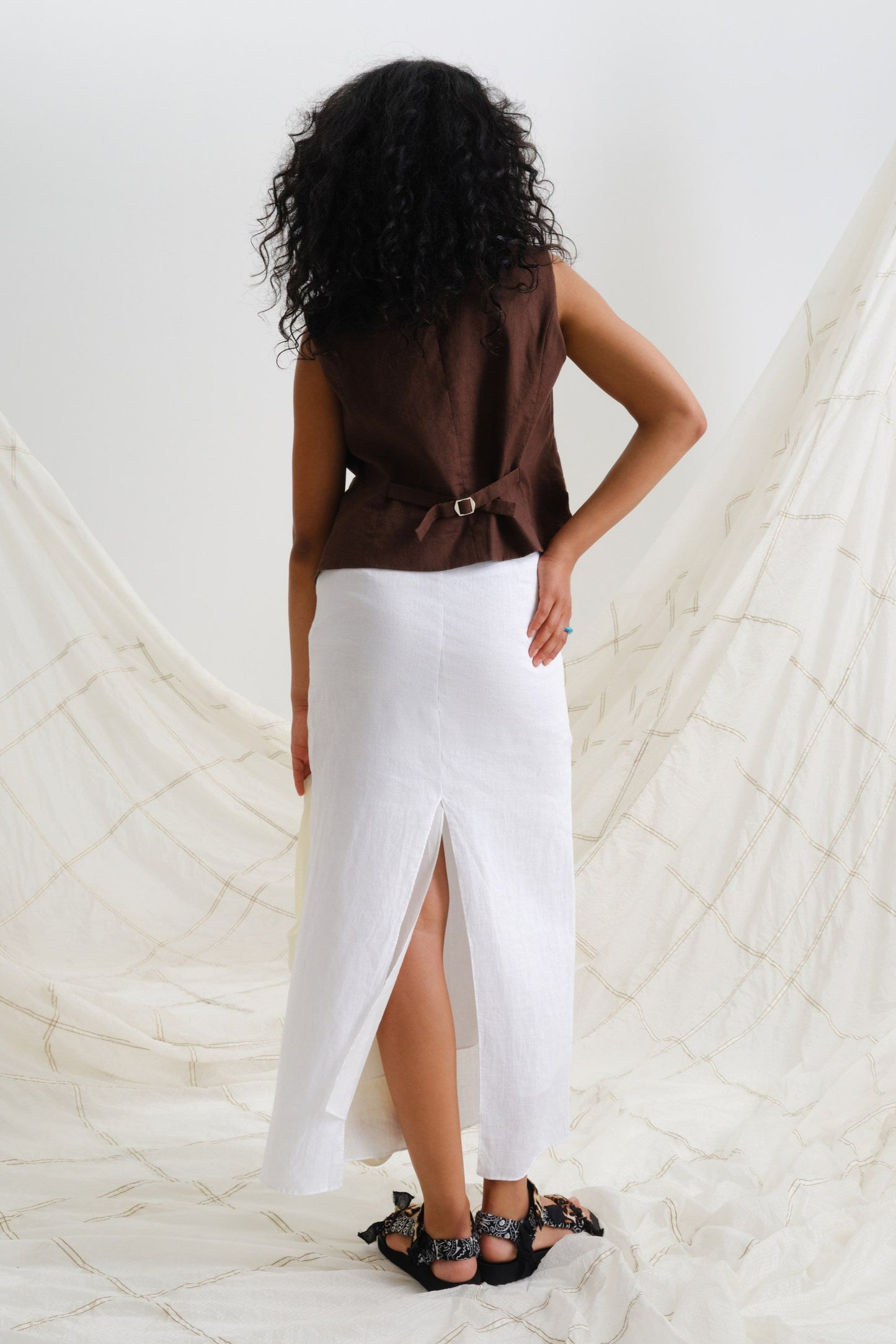 Chocolate linen vest