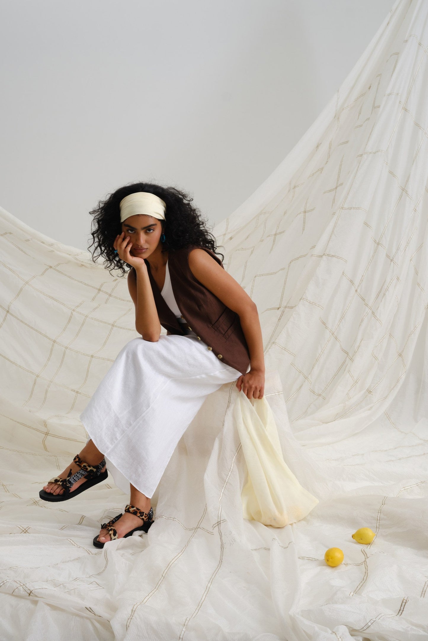 Chocolate linen vest