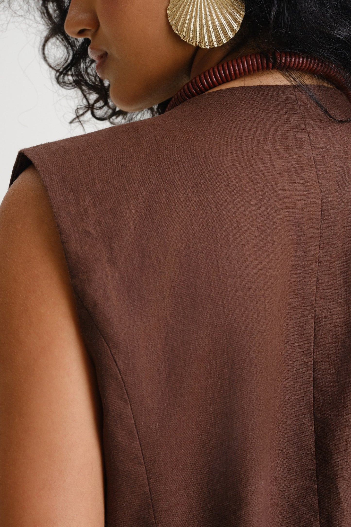Chocolate linen vest
