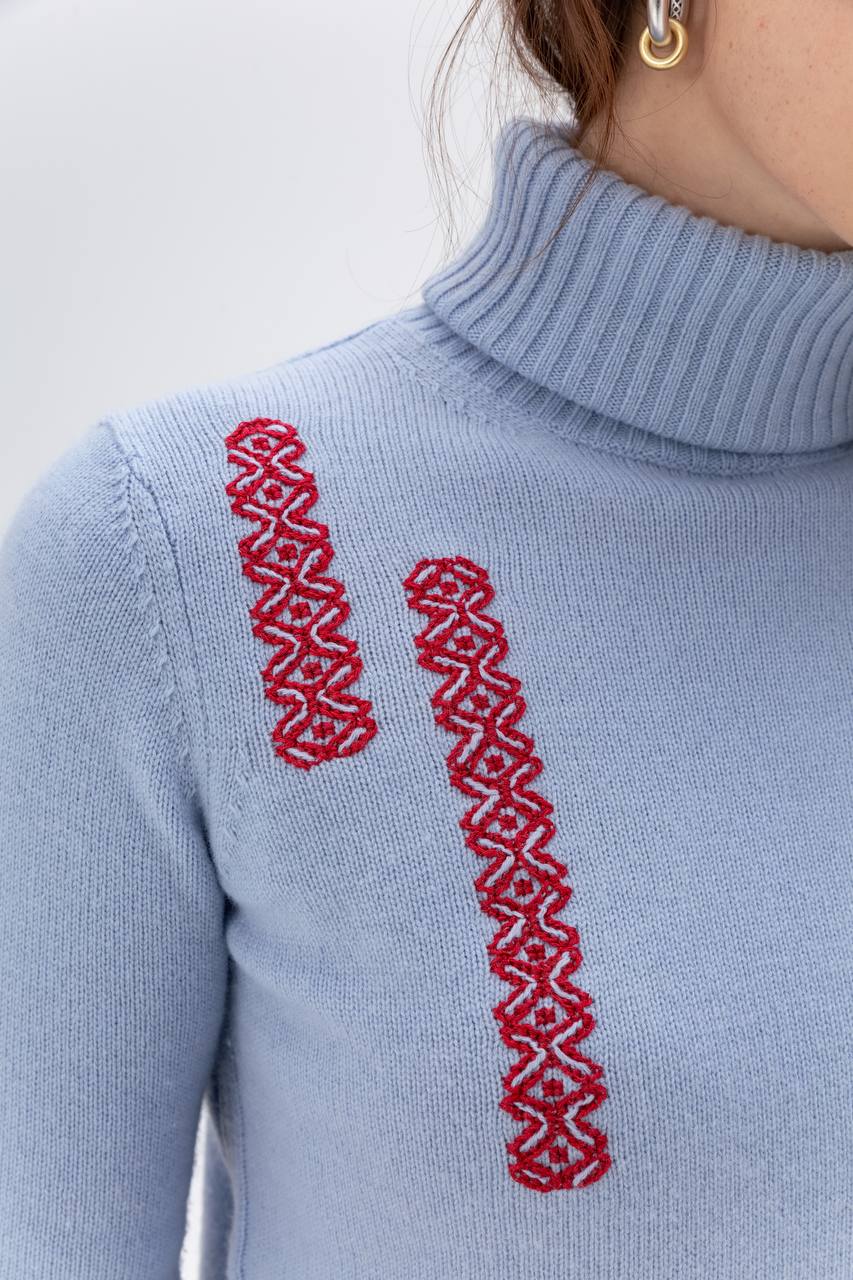 Blue turtleneck