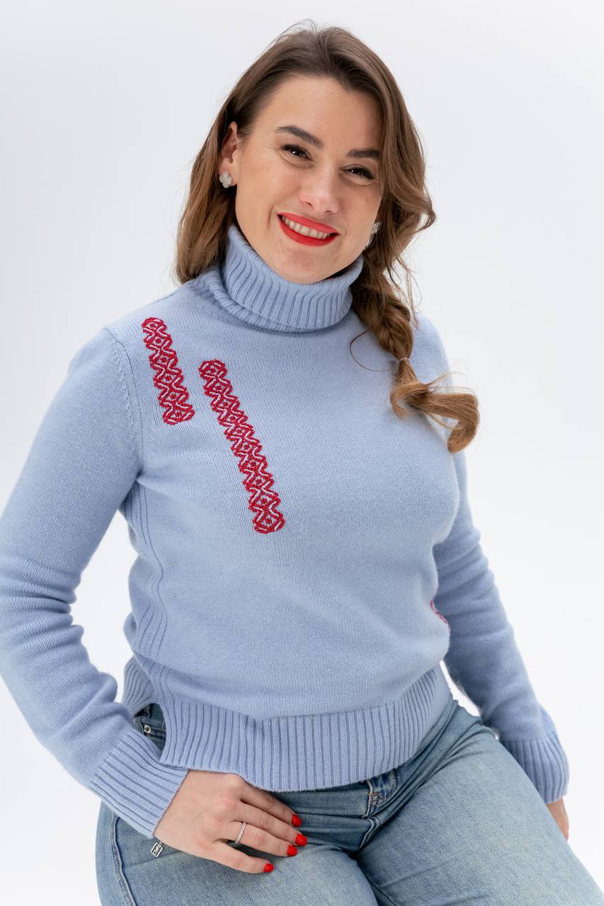 Blue turtleneck