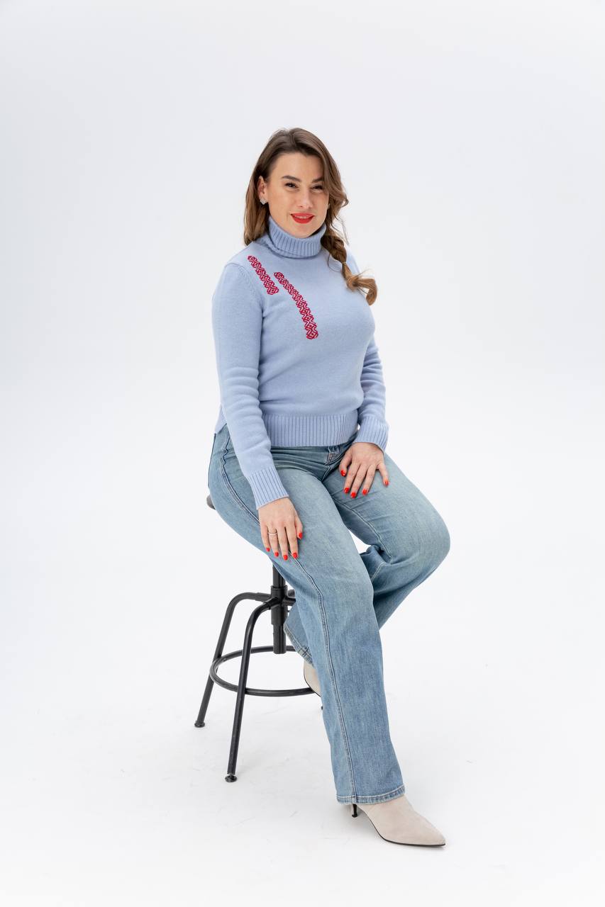 Blue turtleneck